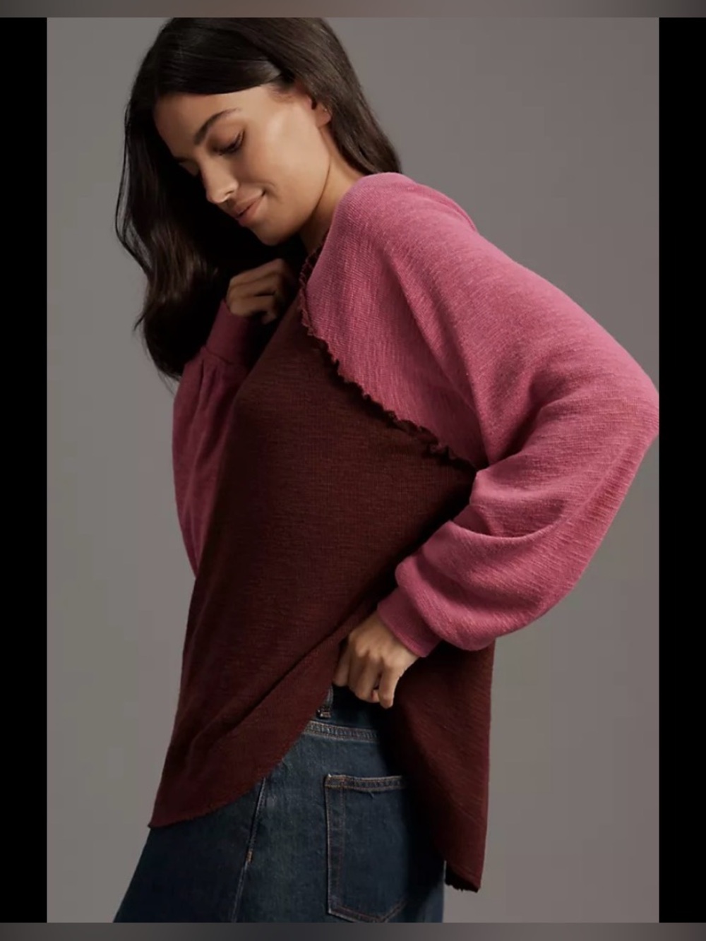Pilcro Ruffled Raglan Thermal Top - Picture 2 of 7